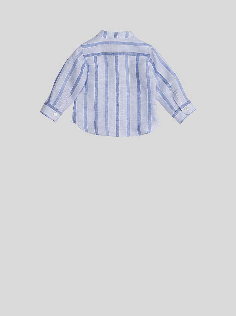 ETRO Neonato 12-36 Mesi | Camicia In Lino A Righe Per Bebe Blu Navy