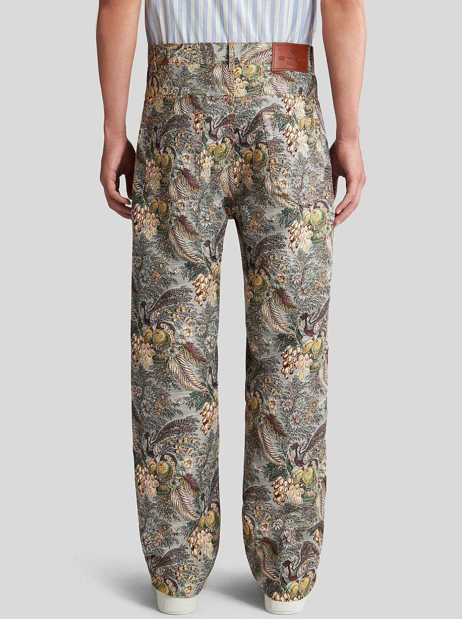 ETRO Pantaloni | Pantaloni In Lino Jacquard Grigio