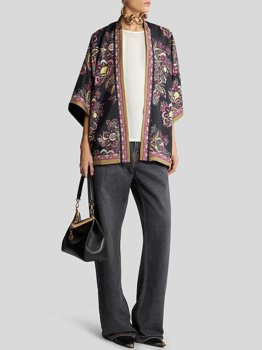 ETRO Giacche | Vestaglia Kesa In Twill Stampato Nero