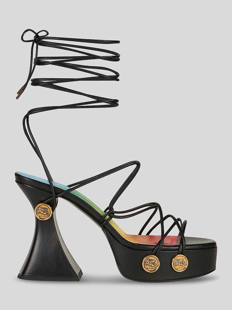 ETRO Sandali E Zoccoli | Sandali Platform Con Cinturini E Borchie Nero