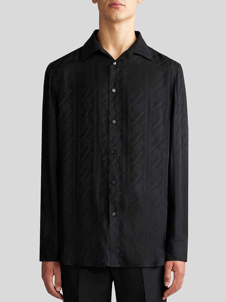 ETRO Camicie | Camicia In Jacquard Di Seta Nero