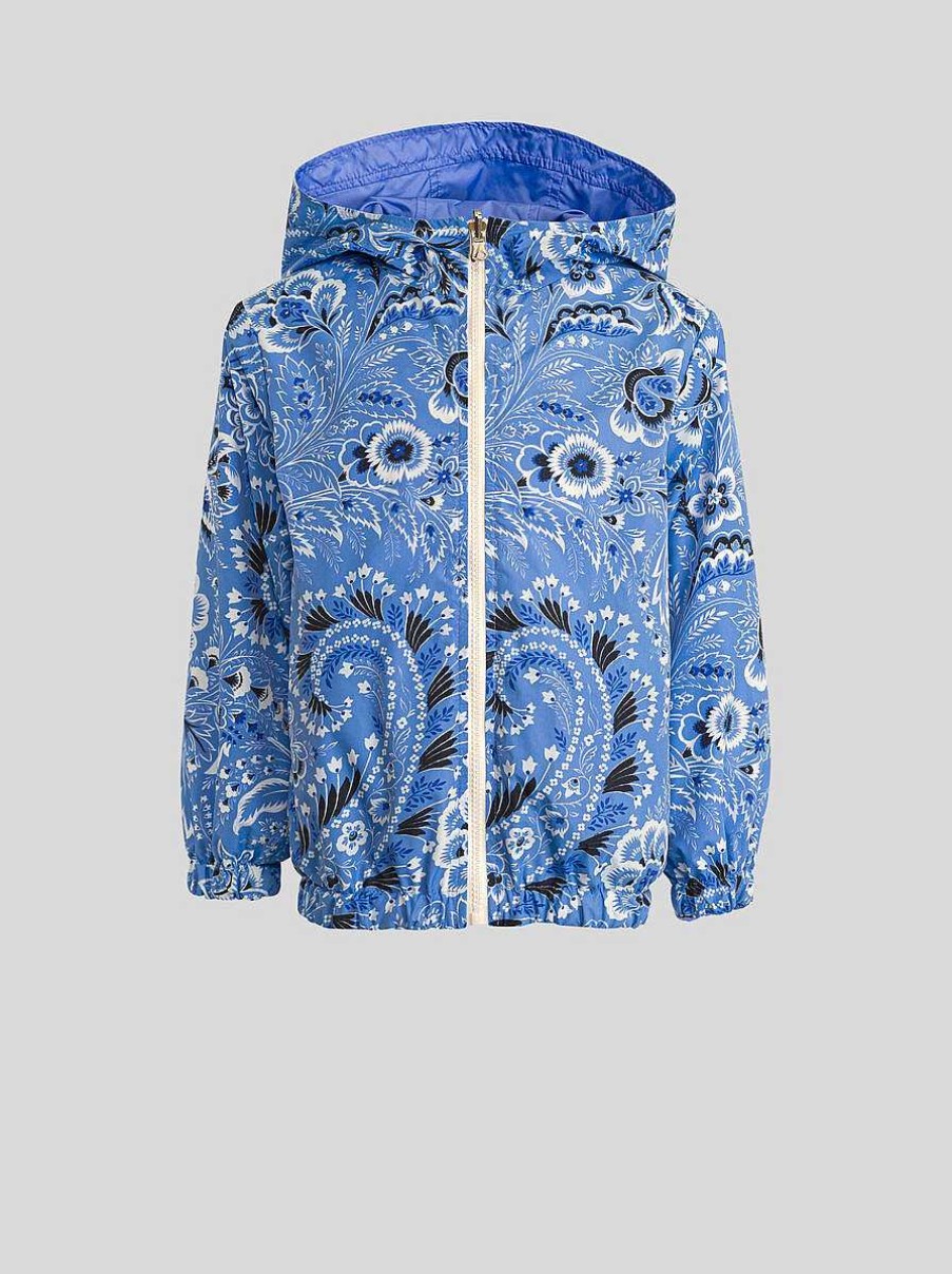 ETRO Topwear | Giacca Reversibile Da Bambino Con Cappuccio Azzurro