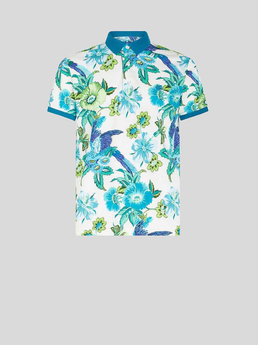 ETRO Magliette Polo | Polo Con Stampa Floreale Azzurro