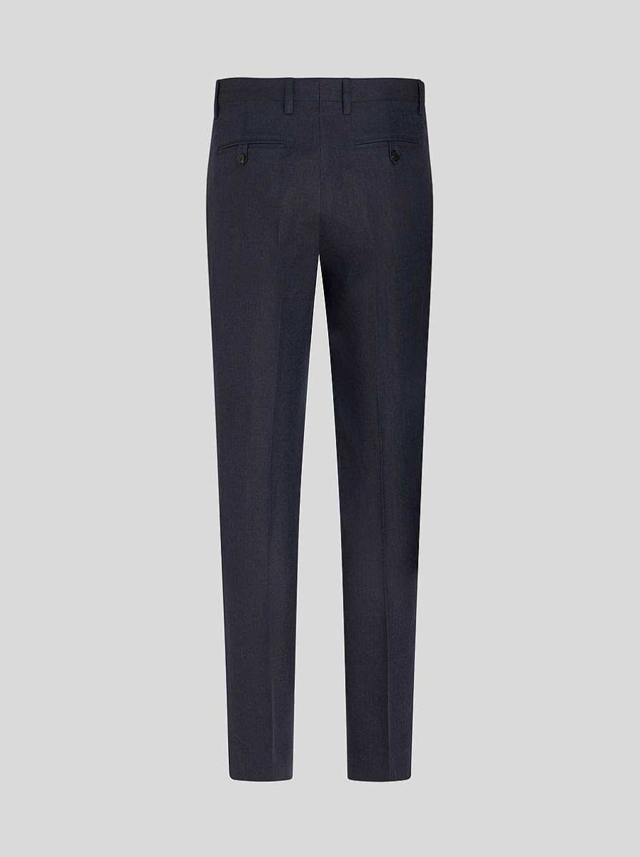 ETRO Pantaloni | Pantaloni Di Lino Blu Navy