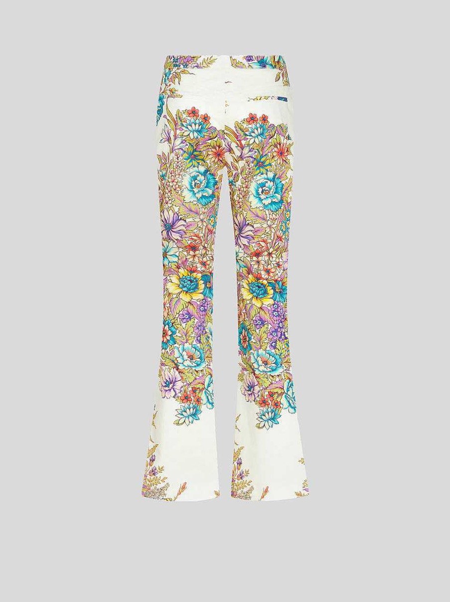 ETRO Pantaloni | Pantaloni Con Stampa Bouquet Multicolor Bianco