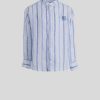 ETRO Topwear | Camicia In Lino A Righe Per Bambini Blu Navy