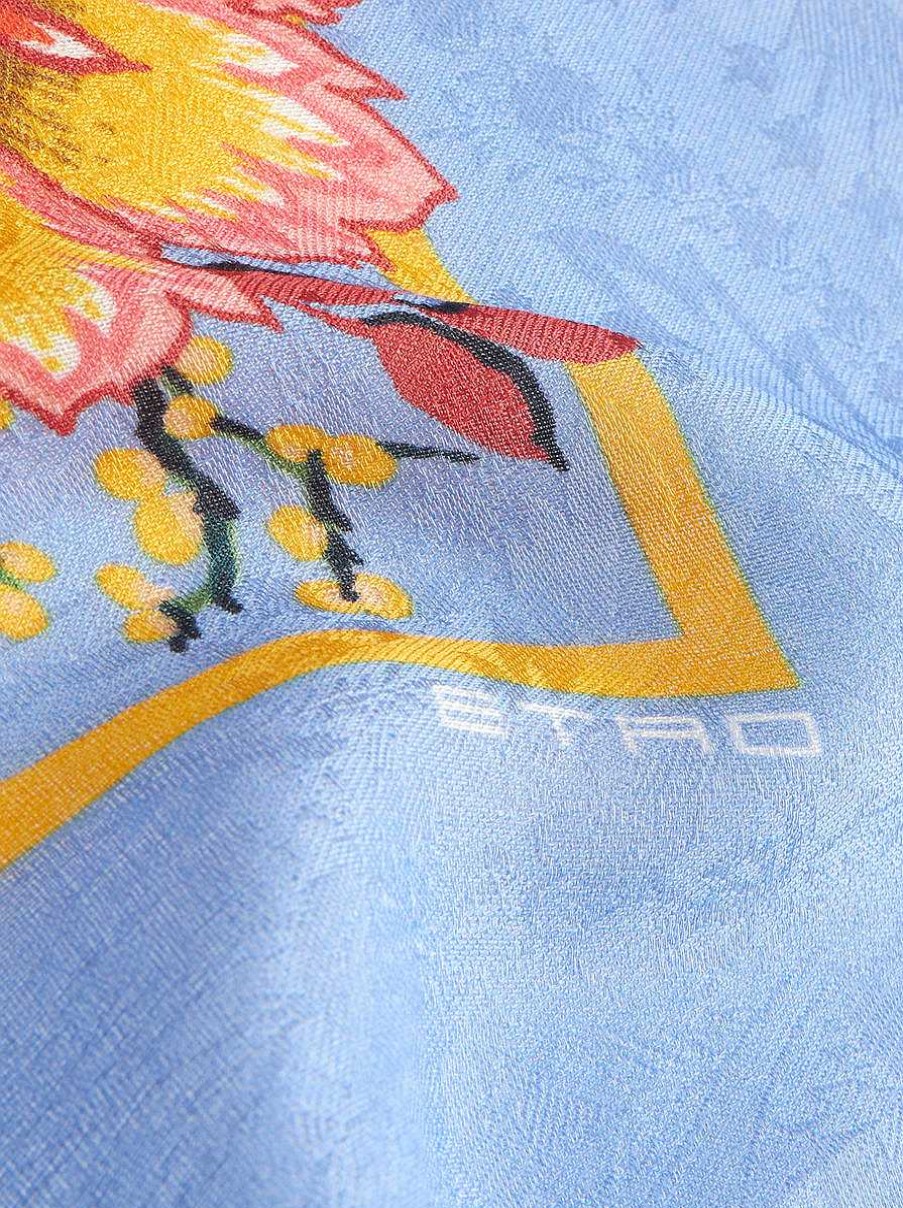 ETRO Sciarpe E Seta | Scialle Jacquard Stampato Azzurro