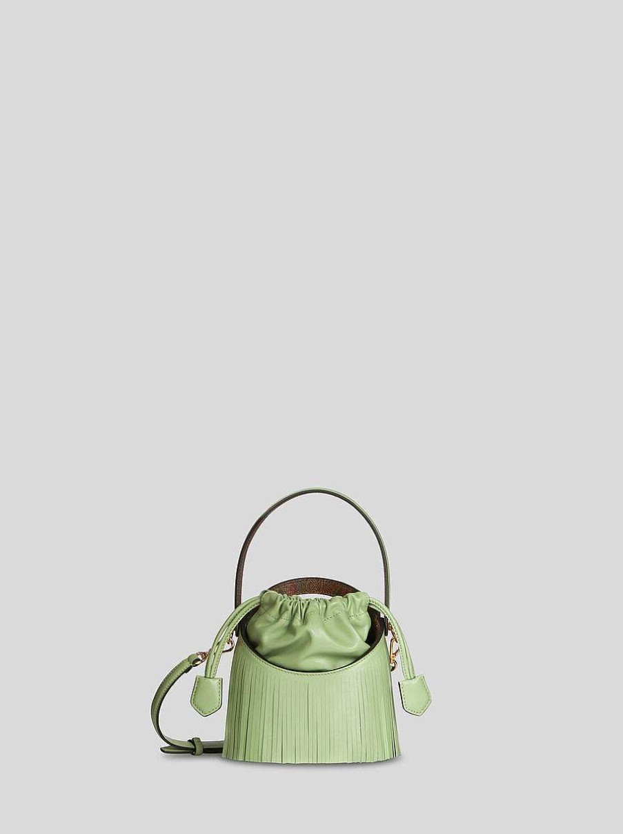 ETRO Borse A Secchiello | Borsa Saturno Mini Con Frange Verde