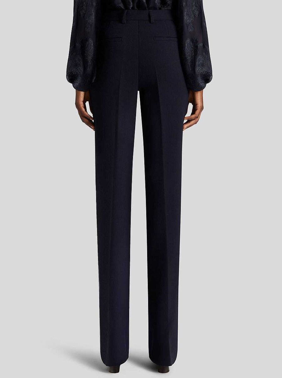 ETRO Pantaloni | Pantaloni In Misto Lana Blu Navy