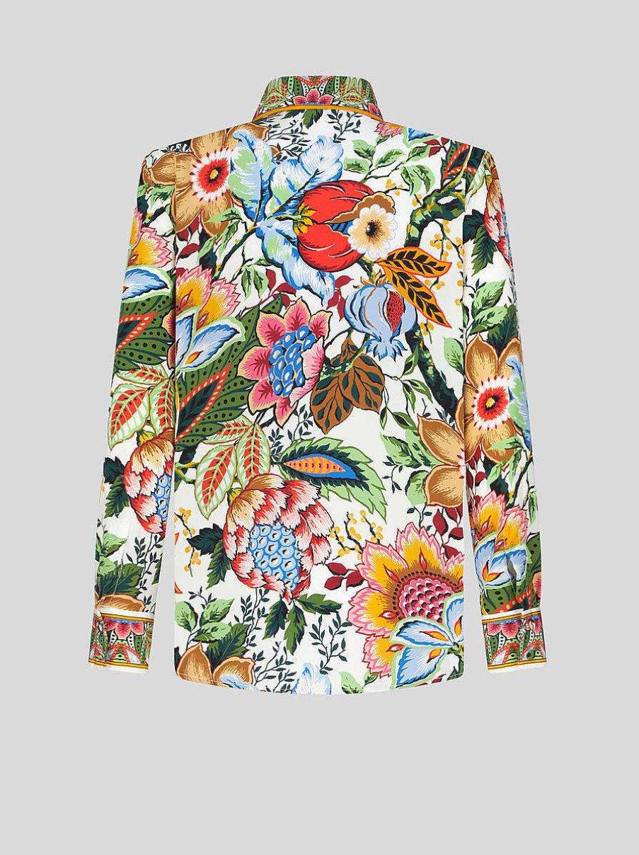 ETRO Camicie E Camicette | Camicia In Crepe De Chine Con Stampa Bouquet Multicolore