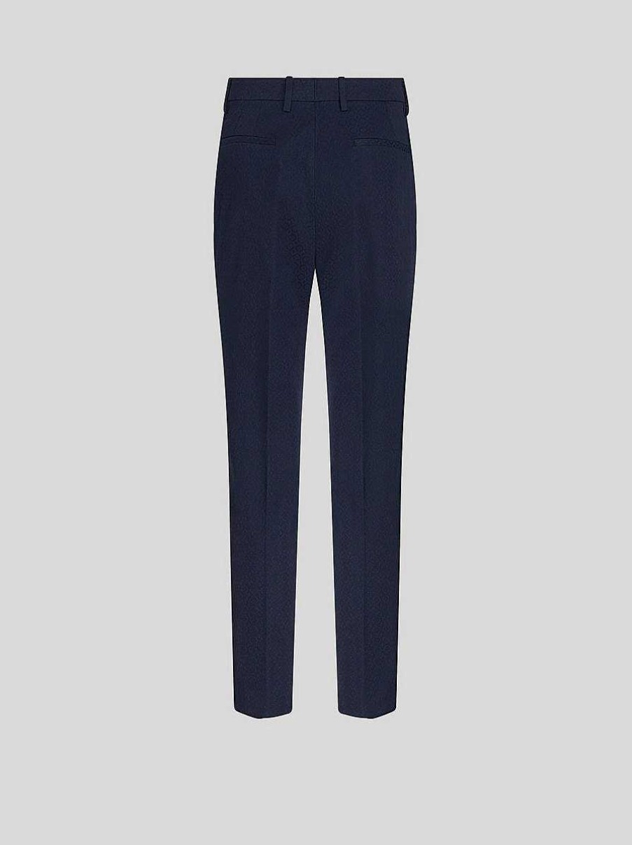 ETRO Pantaloni | Pantaloni In Cotone A Vita Alta Blu Navy