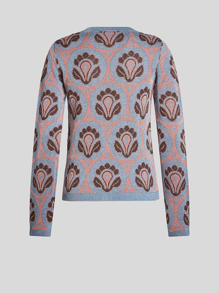 ETRO Maglieria | Cardigan In Maglia Jacquard Azzurro