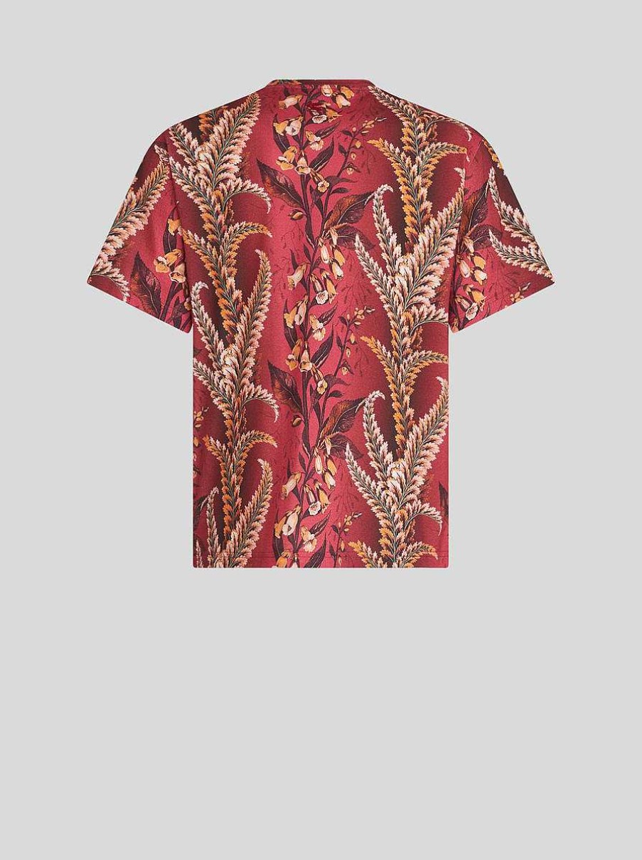 ETRO Magliette | T-Shirt Con Stampa Fogliame Borgogna