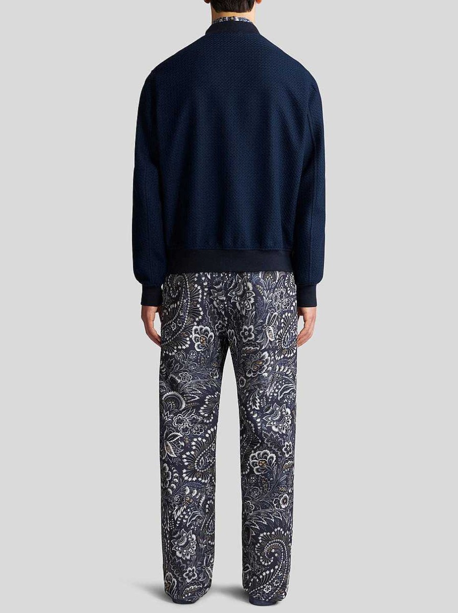 ETRO Cappotti E Capispalla | Giubbotto Bomber In Cotone Blu Navy