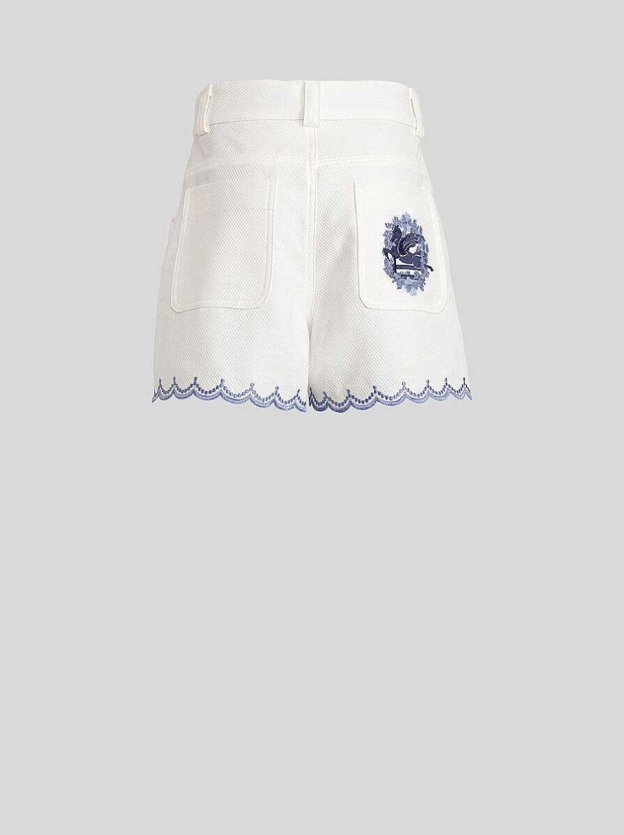 ETRO Pantaloni, Pantaloncini E Gonne | Shorts Bambino Con Ricami Azzurro