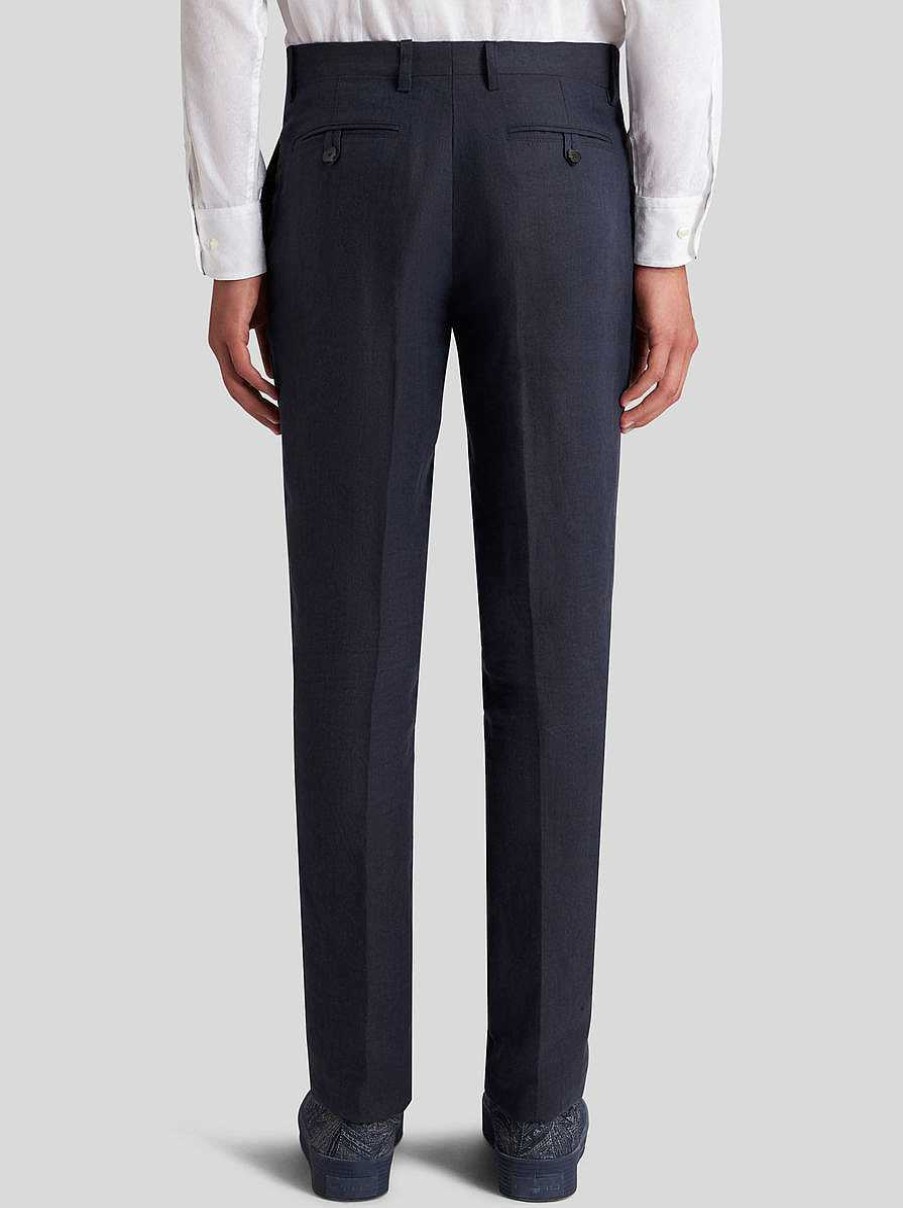 ETRO Pantaloni | Pantaloni Di Lino Blu Navy