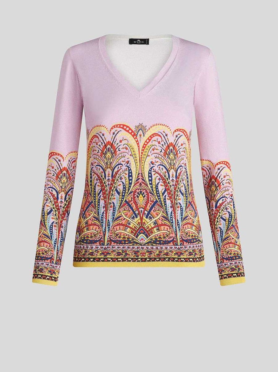 ETRO Maglieria | Maglione Con Stampa Bouquet Rosa