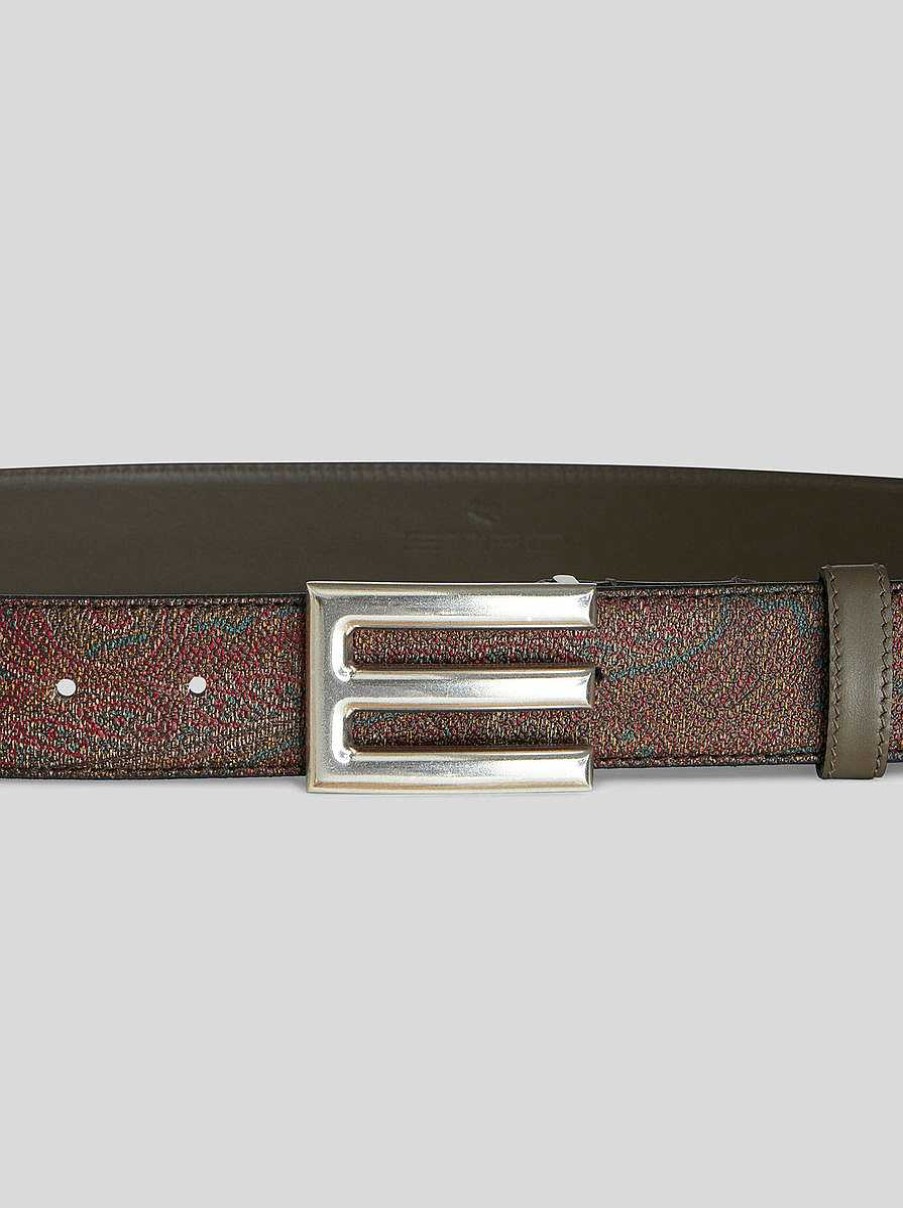 ETRO Cinghie | Cintura Con Bordo Paisley Nero