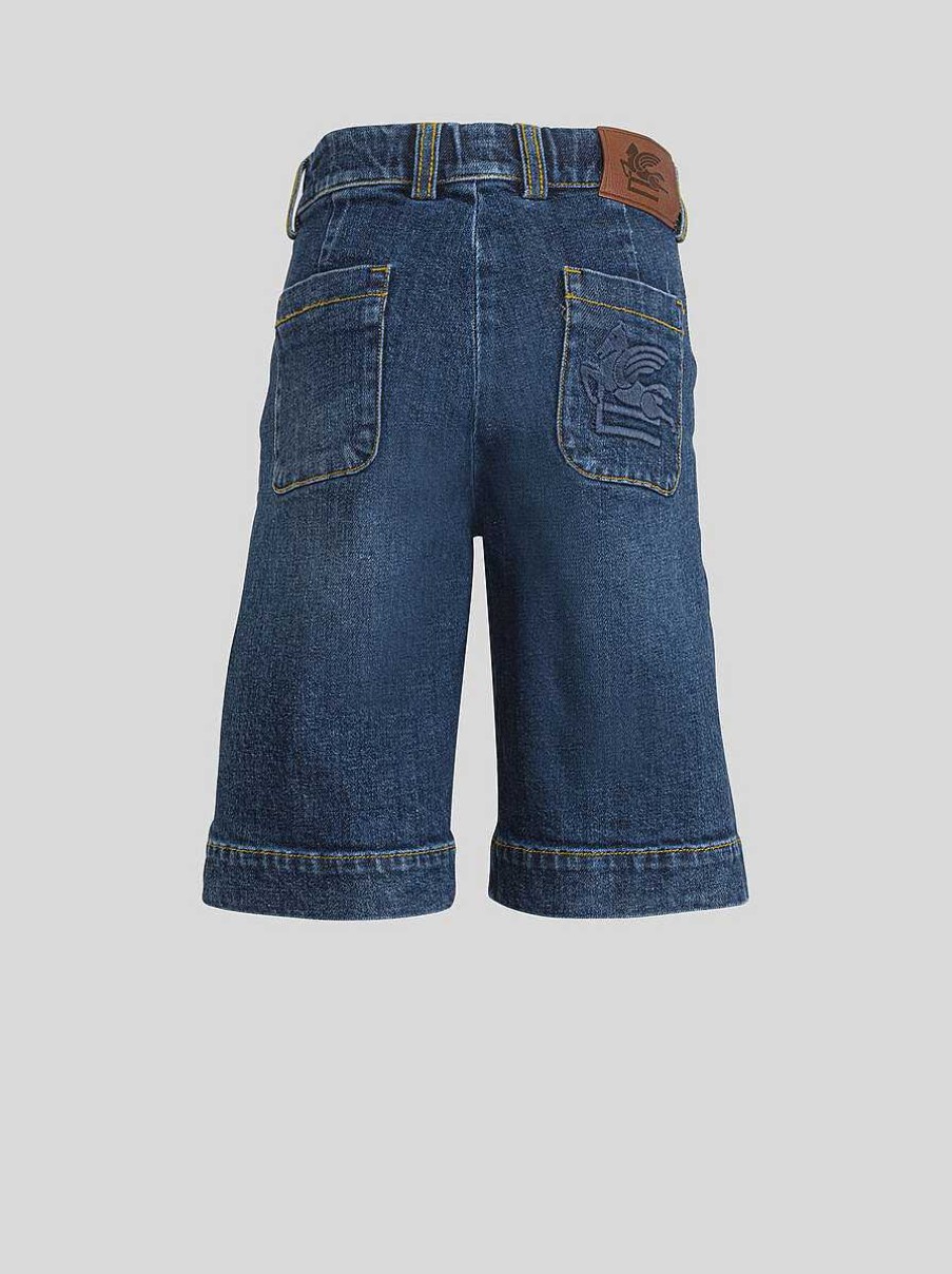 ETRO Pantaloni E Pantaloncini | Bermuda In Denim Per Bambini Blu Navy