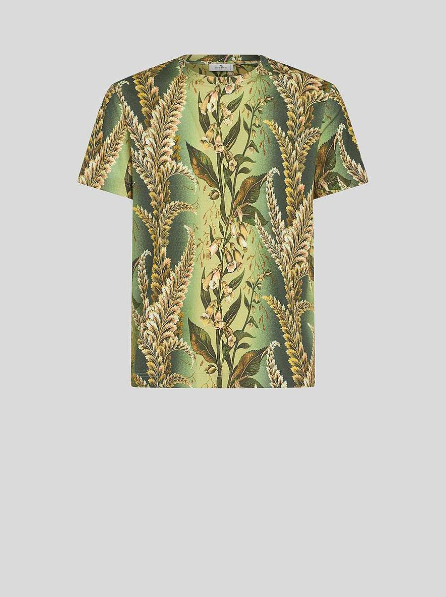 ETRO Magliette | T-Shirt Con Stampa Fogliame Verde