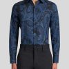 ETRO Camicie | Camicia In Cotone Con Motivi Cachemire Blu Navy