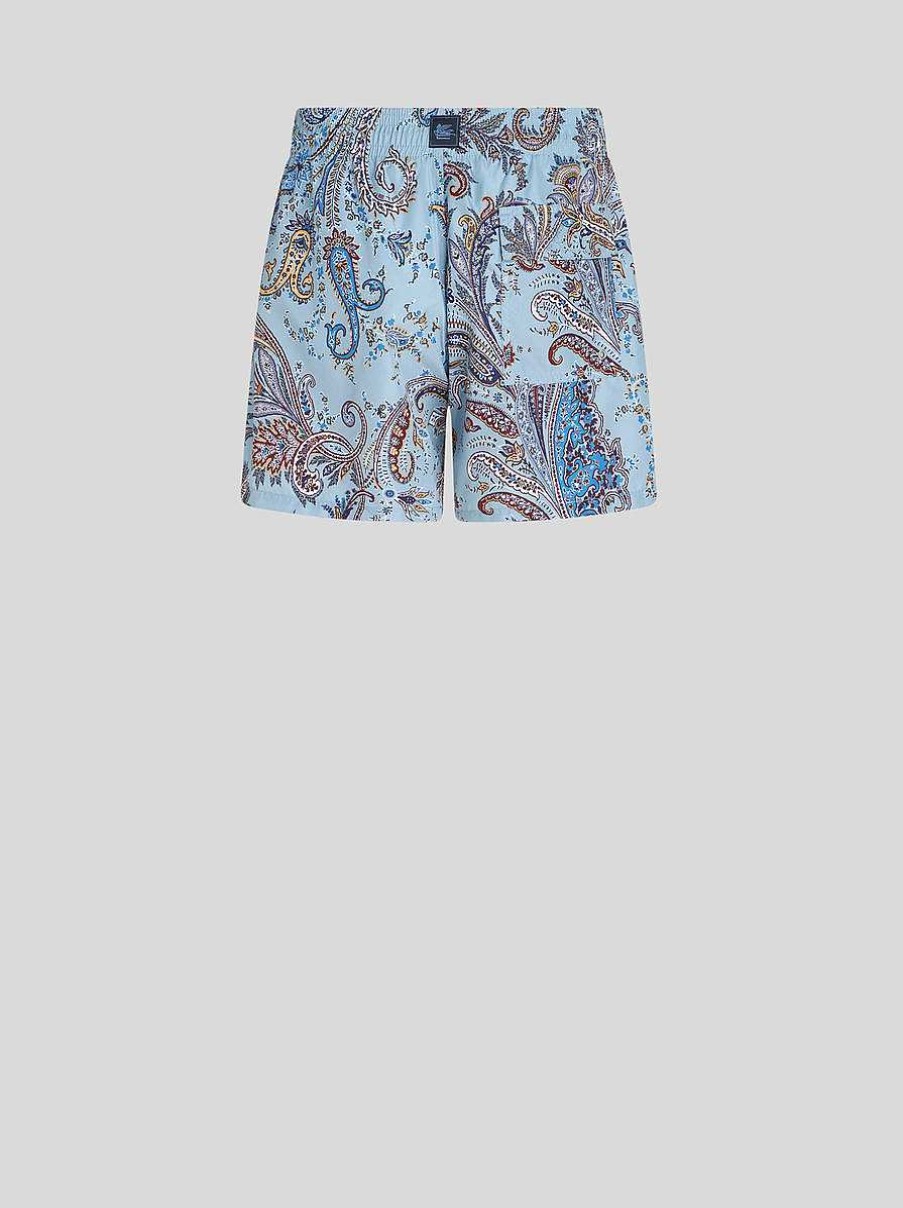 ETRO Abbigliamento Da Spiaggia | Pantaloncini Da Bagno Con Motivi Cachemire Azzurro