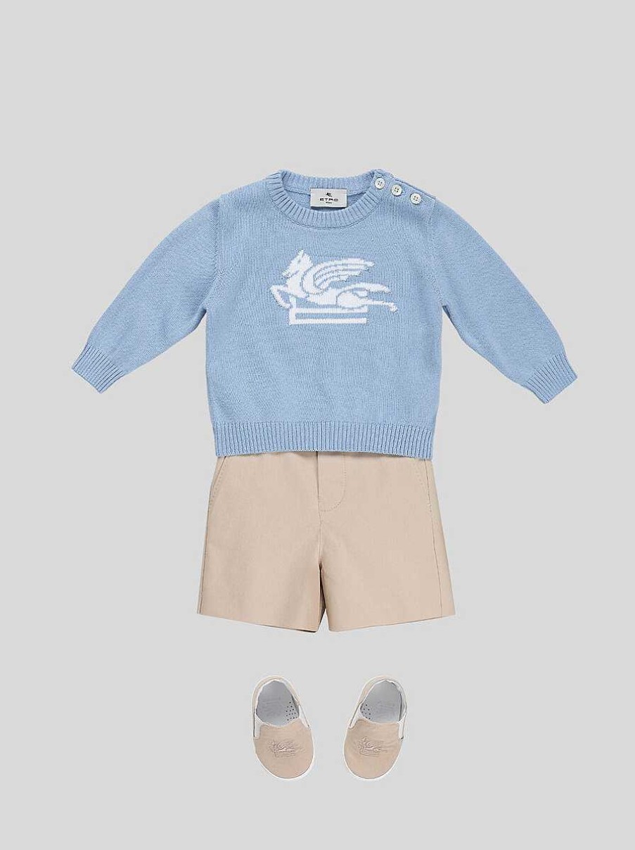 ETRO Neonato 12-36 Mesi | Maglia Baby Con Dettaglio Pegaso Azzurro