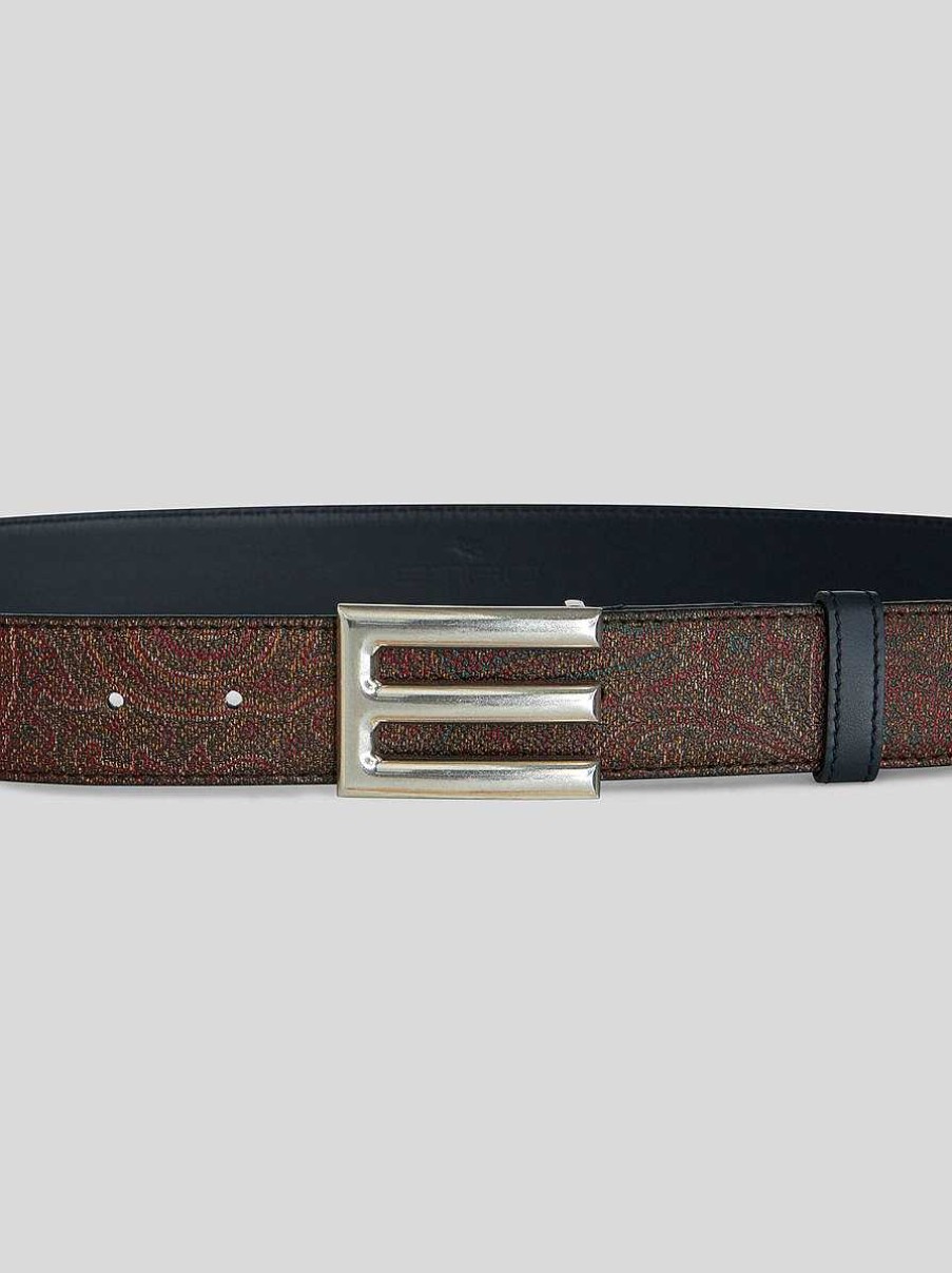 ETRO Cinghie | Cintura Con Bordo Paisley Nero