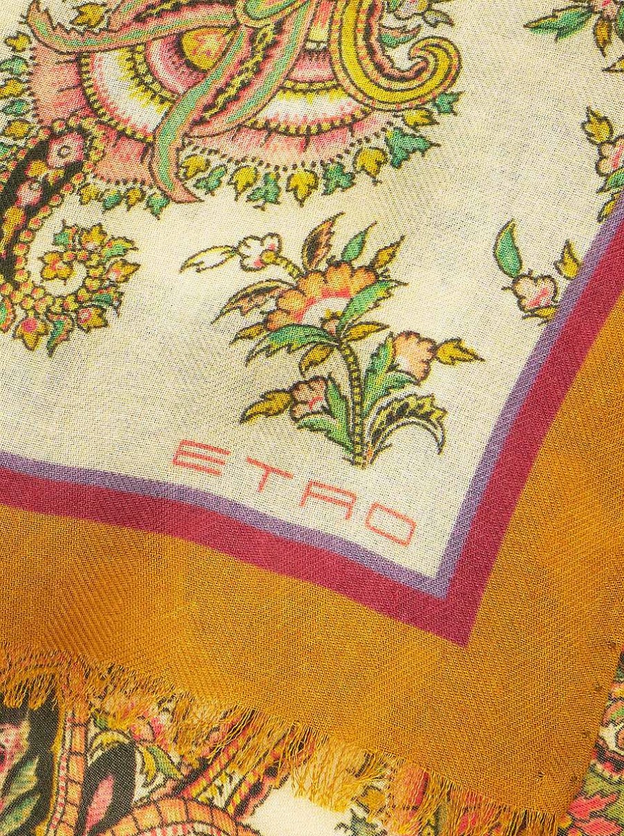 ETRO Sciarpe | Sciarpa Paisley In Cashmere E Seta Verde