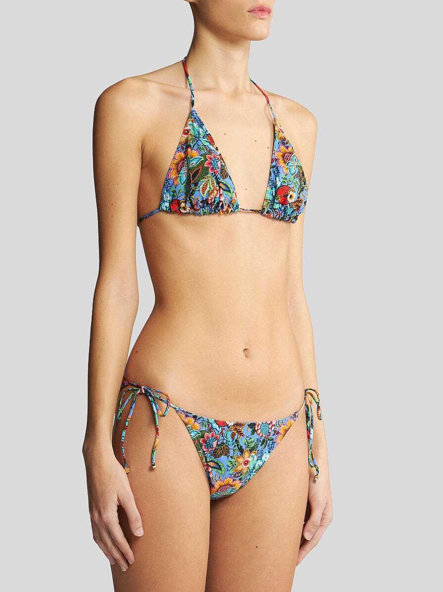 ETRO Abbigliamento Da Spiaggia | Bikini Bouquet Multicolore Azzurro