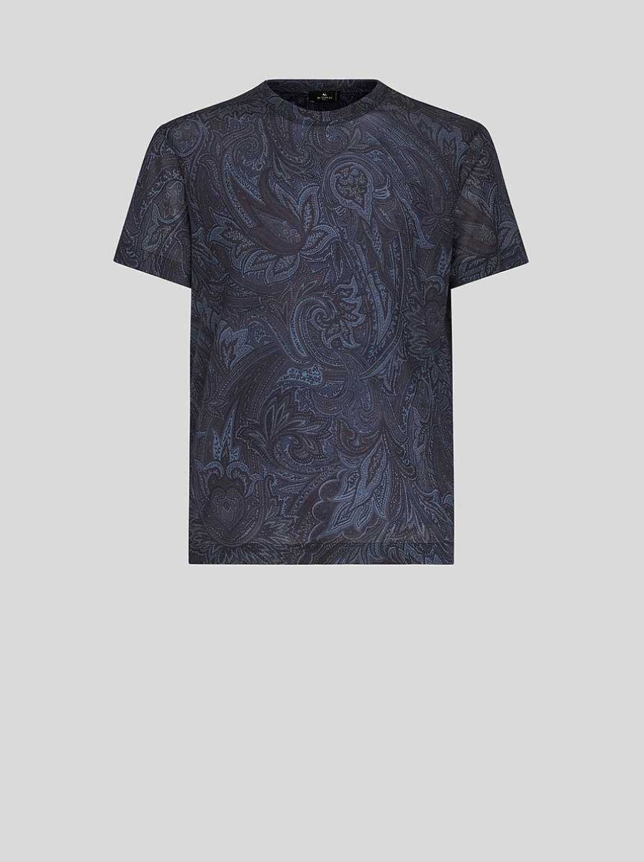 ETRO Magliette | T-Shirt Con Stampa Paisley Blu Navy