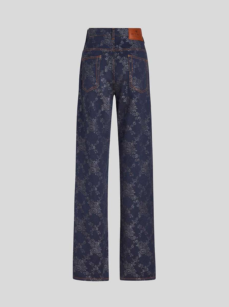 ETRO Denim | Jeans Larghi Jacquard Blu Navy