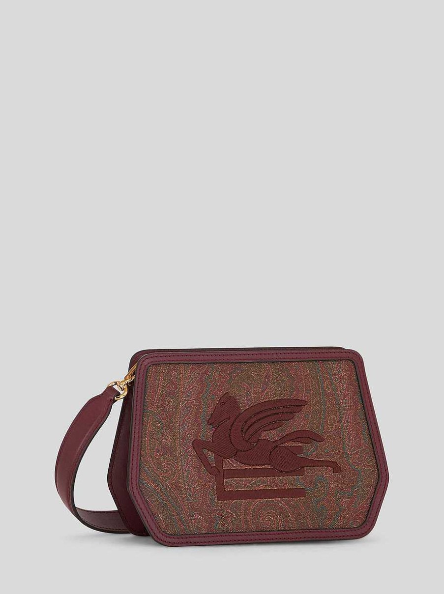 ETRO Essenziale | Borsa A Tracolla Etro Essential Con Motivo Paisley Borgogna