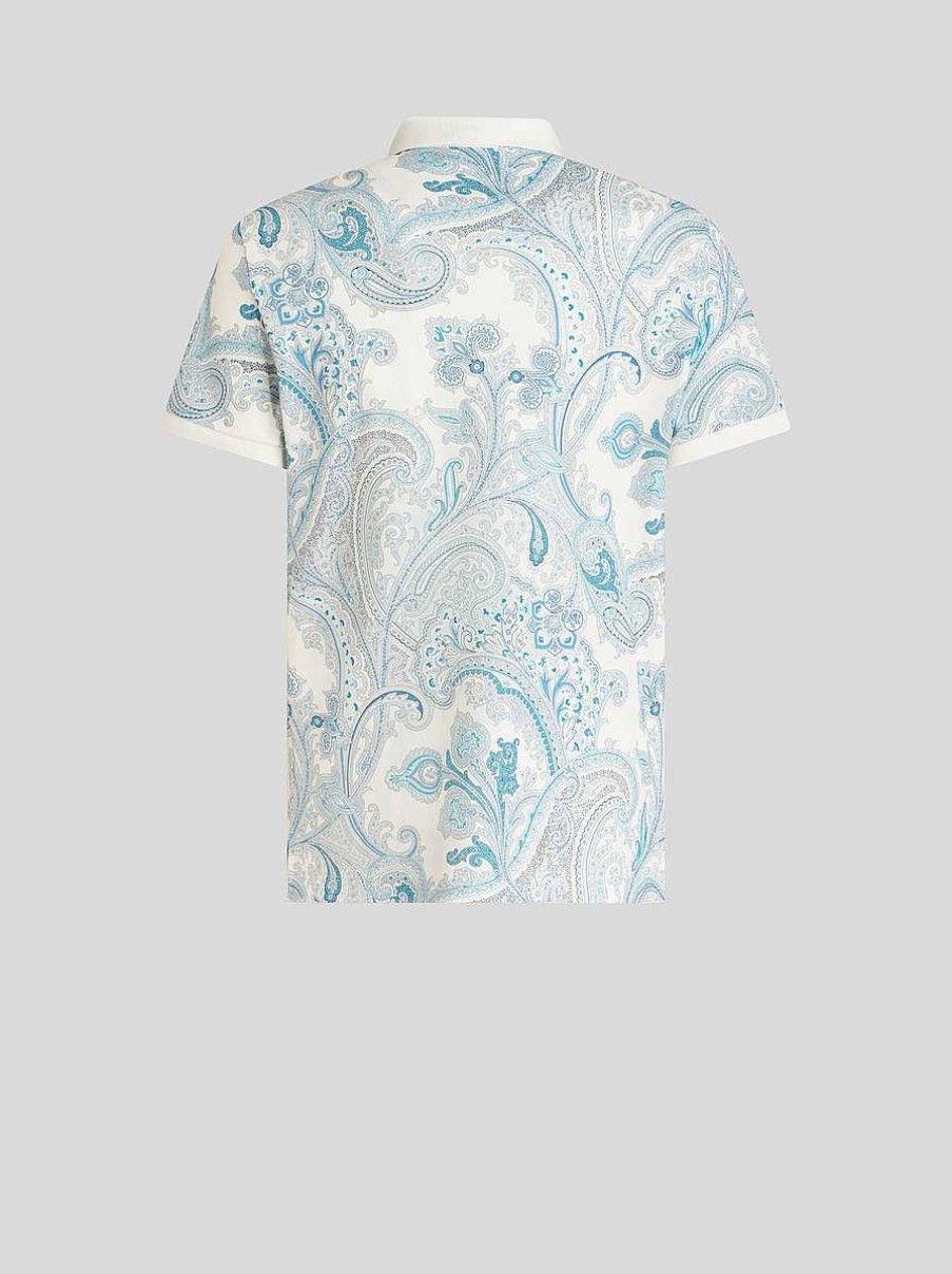 ETRO Magliette Polo | Polo Con Motivi Cachemire Ornamentali Bianco