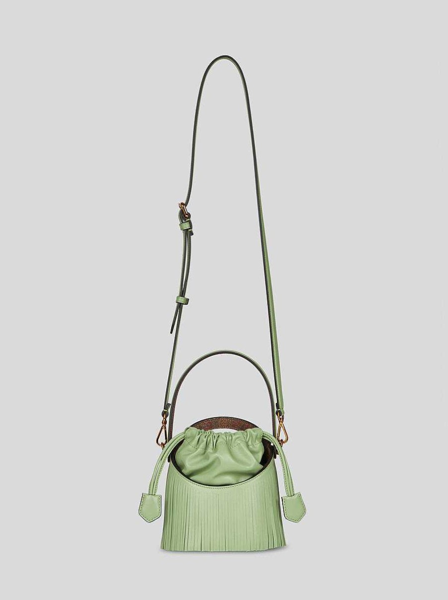 ETRO Borse A Secchiello | Borsa Saturno Mini Con Frange Verde