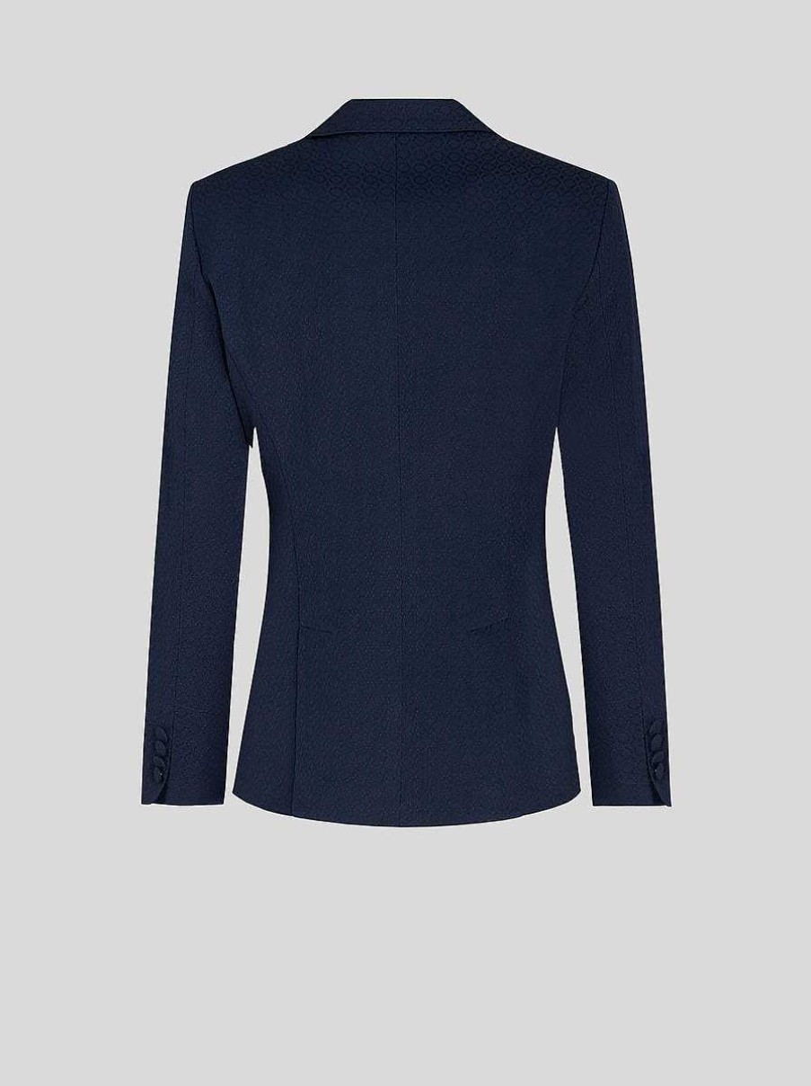 ETRO Giacche | Giacca In Cotone Con Fodera A Righe Blu Navy