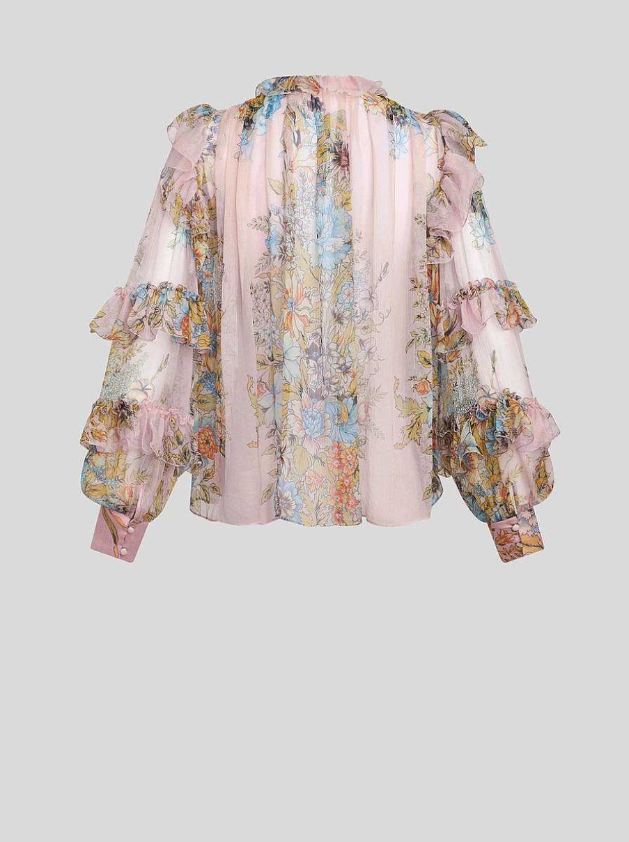 ETRO Camicie E Camicette | Blusa In Seta Stampata Con Ruches Rosa