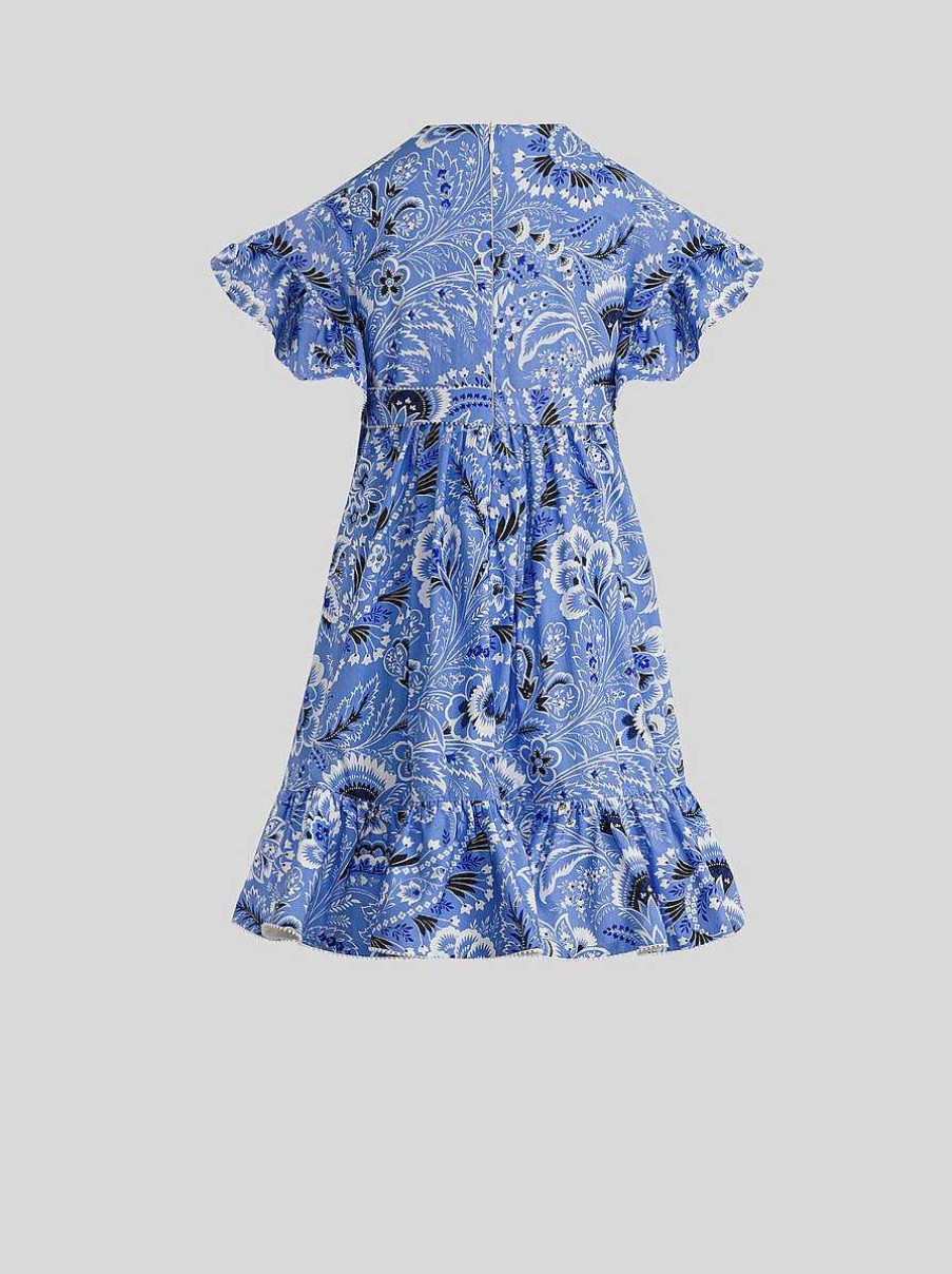 ETRO Vestiti | Abito Paisley Da Bambino In Tinta Unita Azzurro