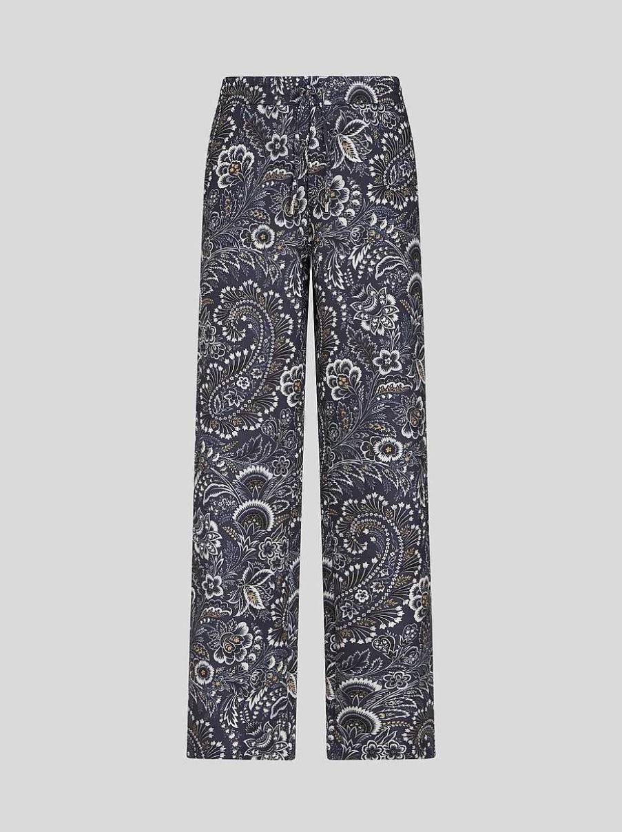 ETRO Pantaloni | Pantaloni Da Jogging Floreali Con Motivi Cachemire Blu Navy