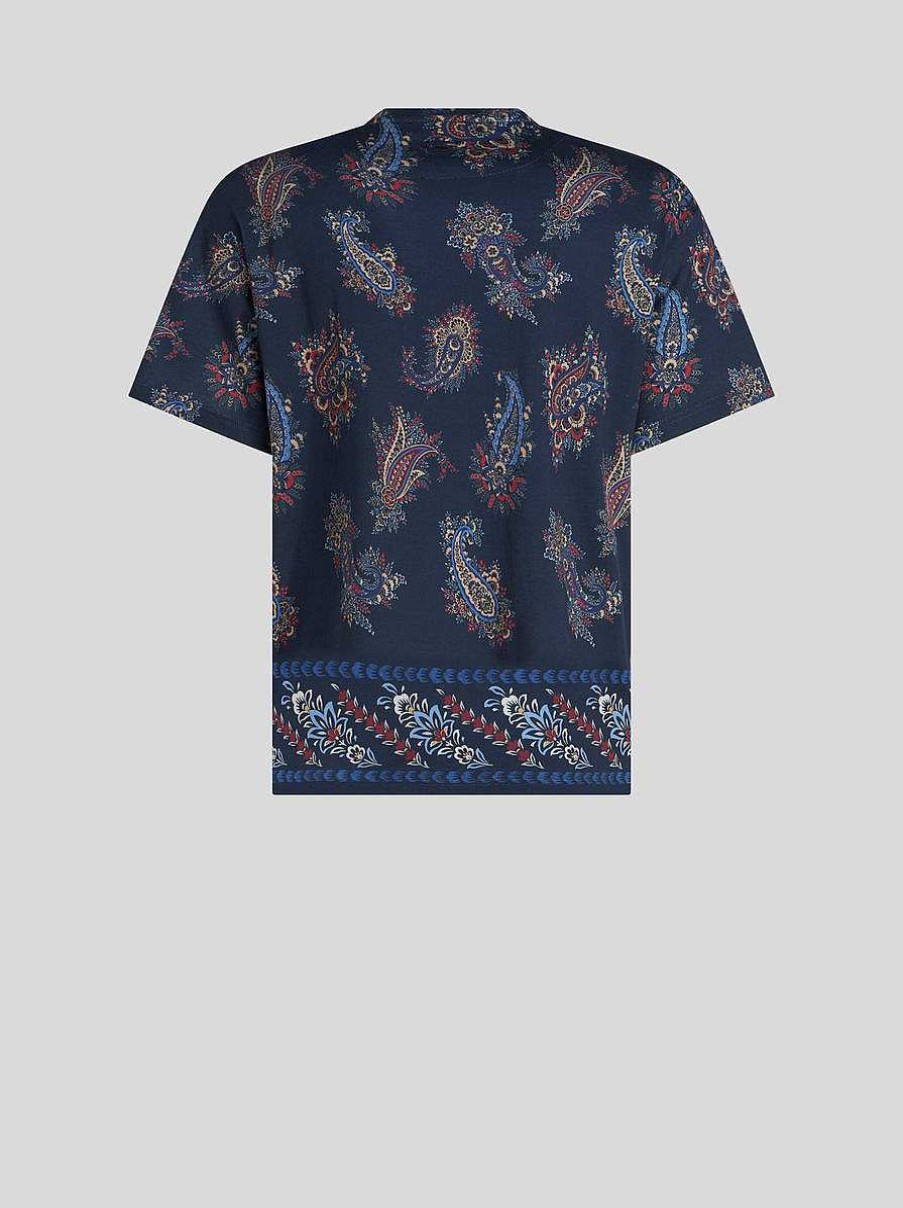 ETRO Magliette | T-Shirt Con Stampa Paisley Blu Navy