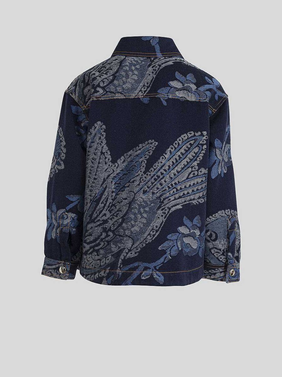 ETRO Topwear | Giacca In Denim Jacquard Per Bambini Blu Navy