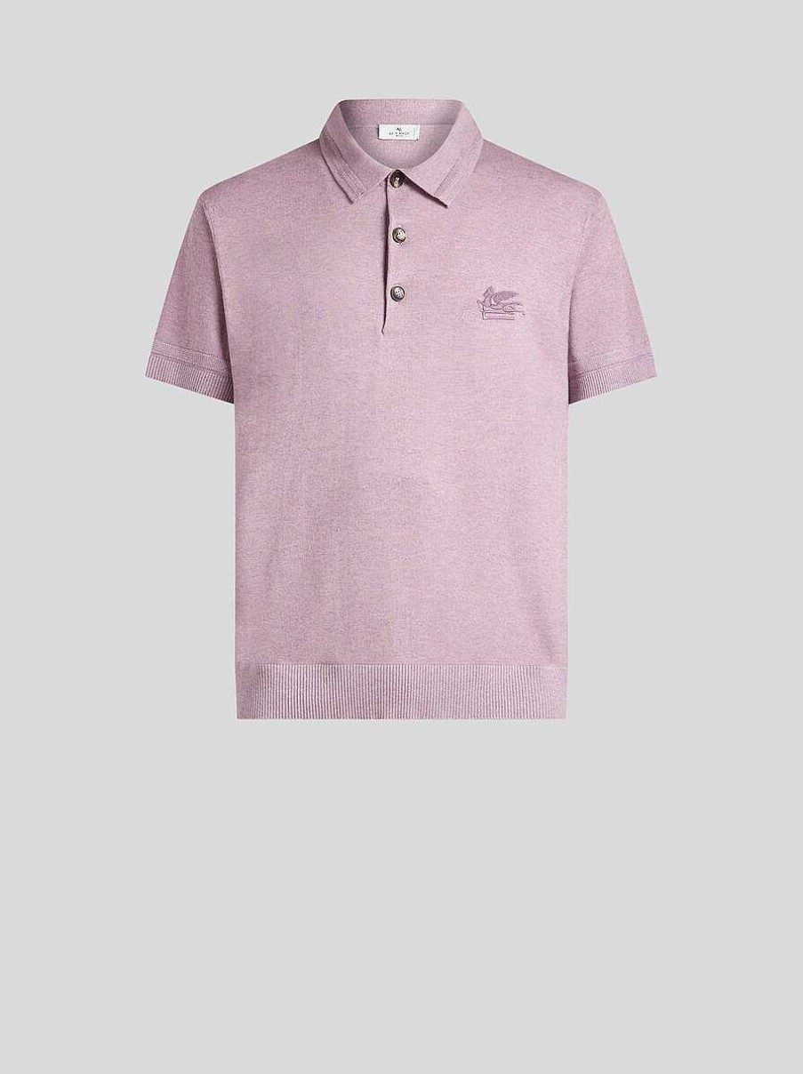 ETRO Magliette Polo | Polo In Cotone E Cashmere Viola