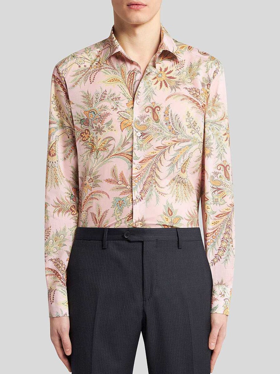 ETRO Camicie | Camicia Floreale Con Motivi Cachemire Azzurro