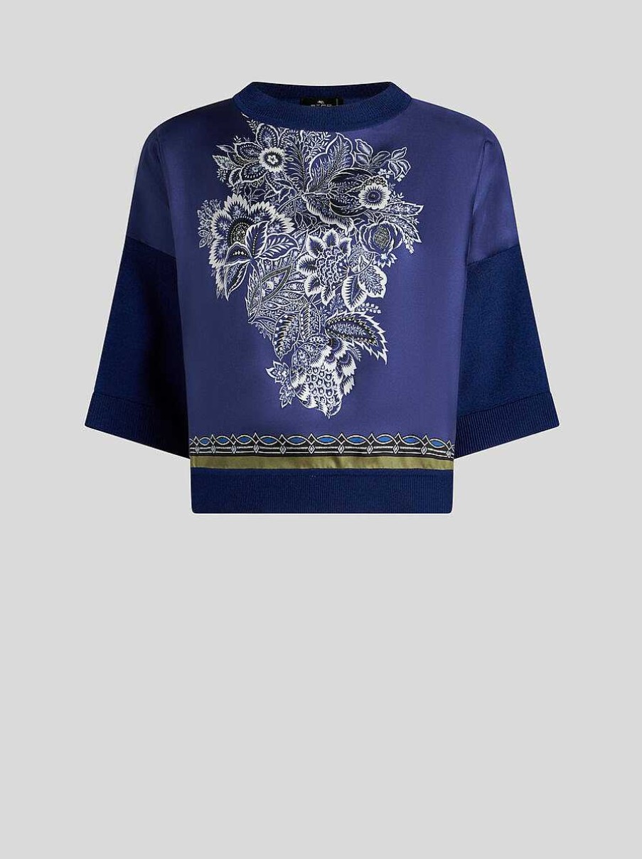 ETRO Maglieria | Top In Maglia Stampato Blu Navy