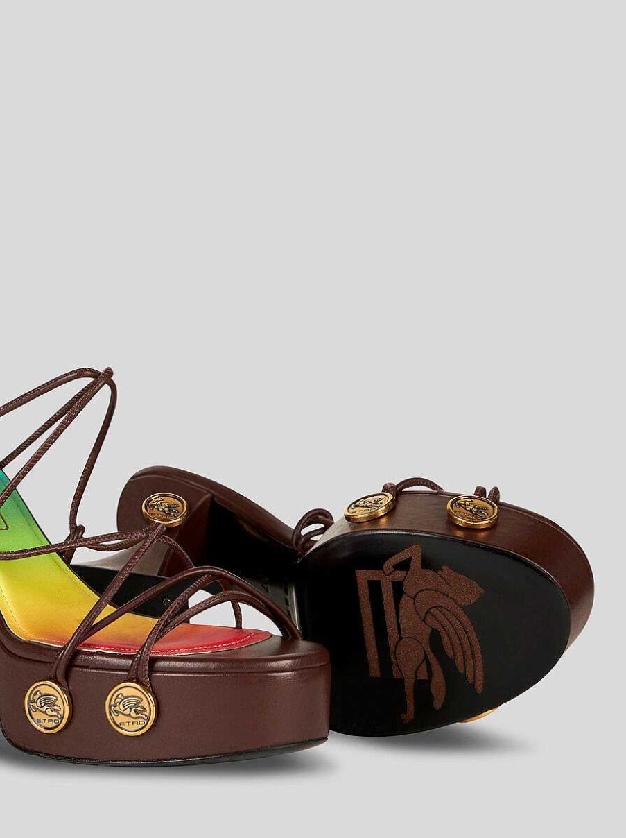 ETRO Sandali E Zoccoli | Sandali Platform Con Cinturini E Borchie Nero