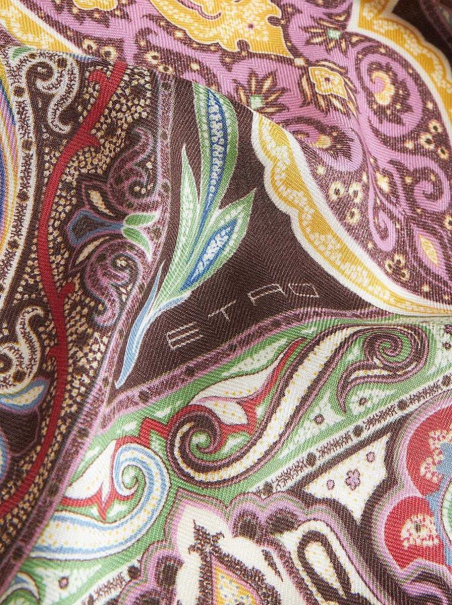 ETRO Sciarpe E Seta | Scialle In Seta E Cashmere Con Motivo Paisley Rosa