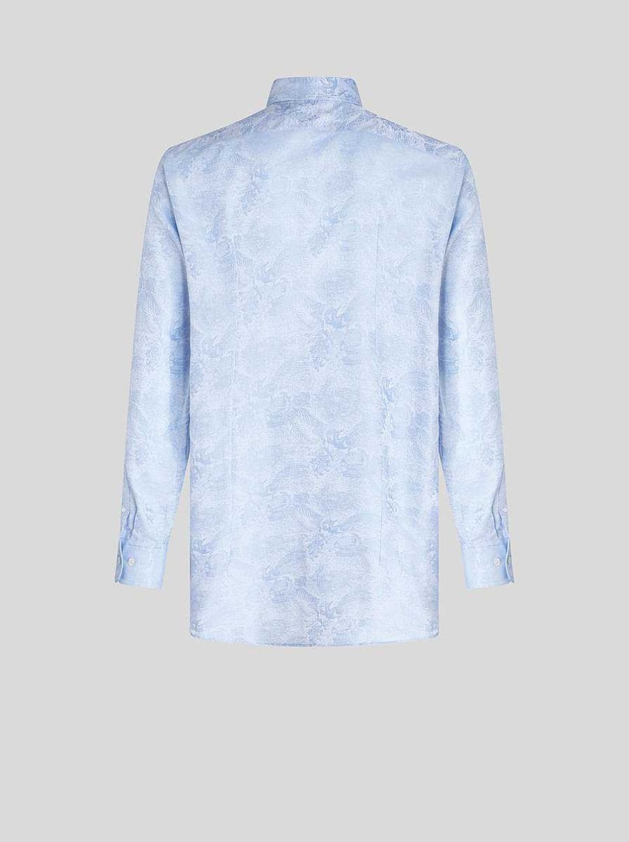 ETRO Camicie | Camicia In Cotone Jacquard Azzurro