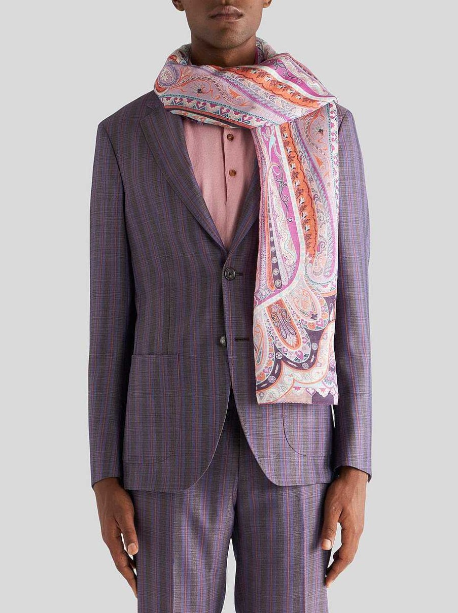 ETRO Sciarpe | Sciarpa In Lino E Seta Con Paisley Rosa