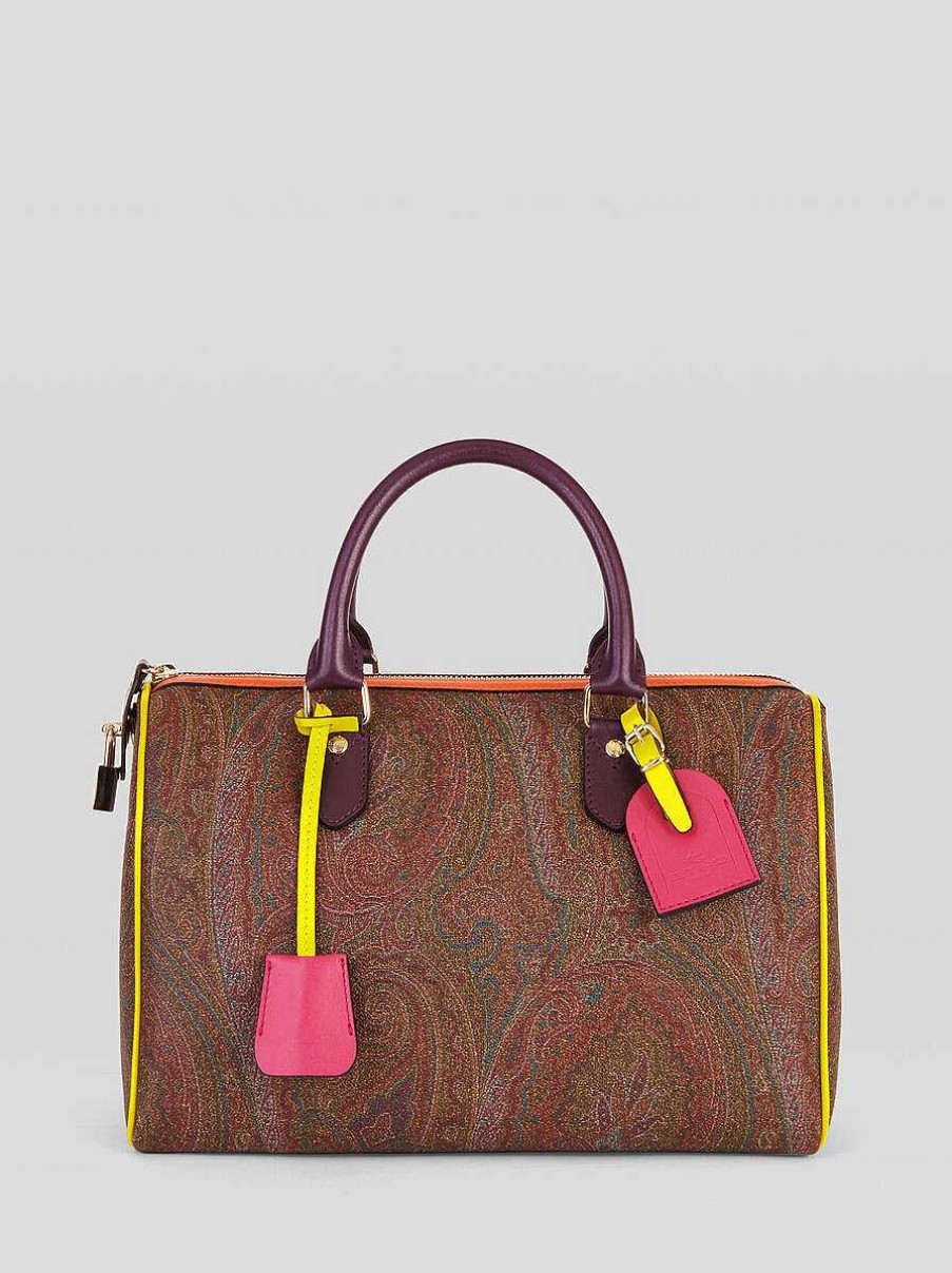 ETRO Paisley | Borsa Boston Paisley Con Dettagli Multicolor Borgogna