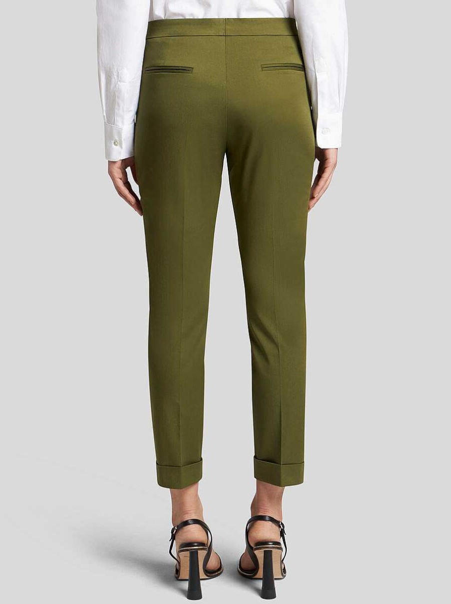 ETRO Pantaloni | Pantaloni Cropped In Tessuto Elasticizzato Verde